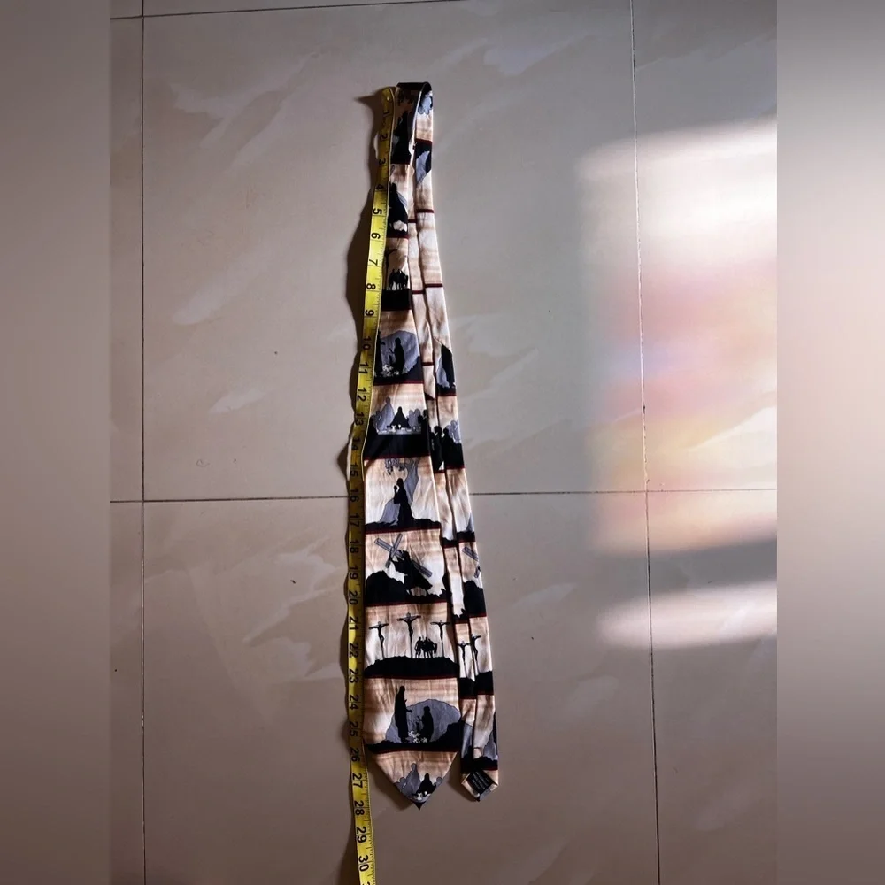 100% Silk Tie Showing the Story of the Crucifixion by Eagles Wings